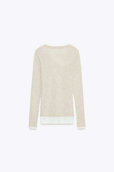 DOUBLE EFFECT T-SHIRT - Beige marl by Zara - Image 5