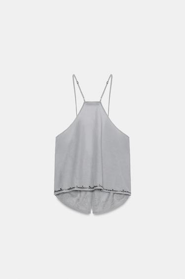 TOP À BRETELLES AVEC FANTASIE - Gris anthracite de Zara - Image 5