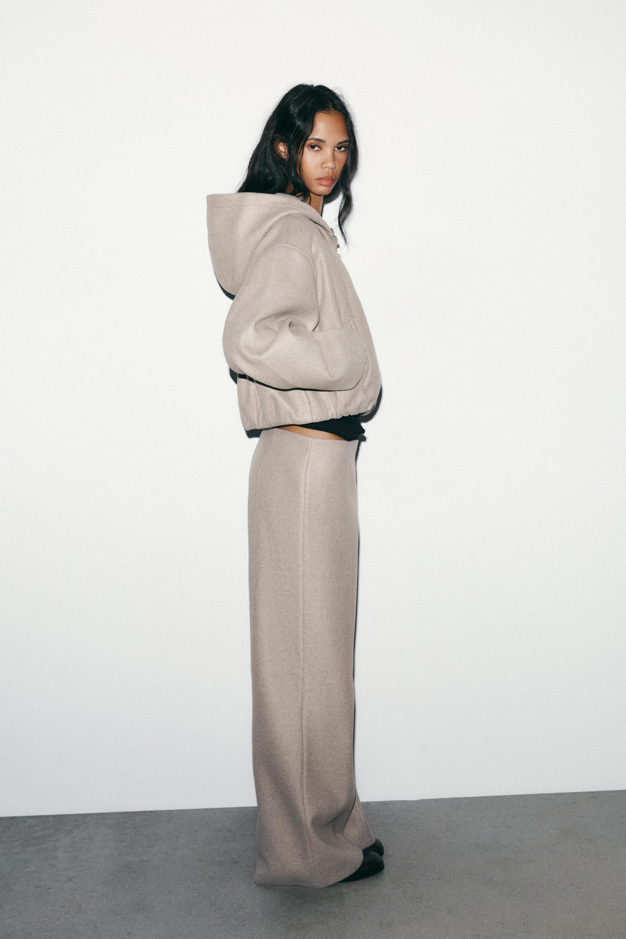 ソフトフーデッドジャケット - ブラウン/モール | ZARA Japan / 日本