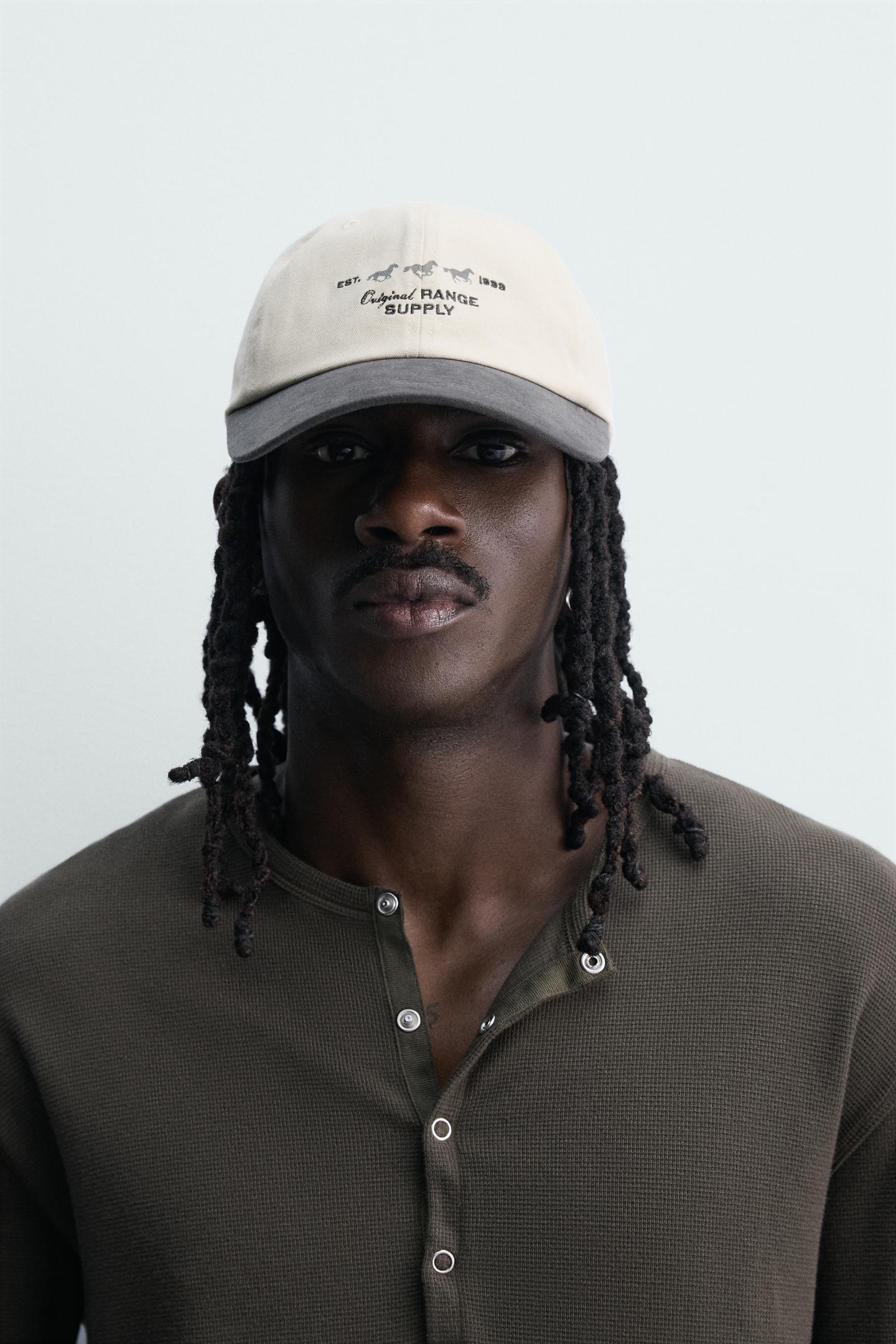 Мужская кепка Zara Combination Embroidery, цвет: Экрю / Тёмно-синий — фото 1
