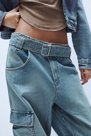 JEANS CARGO CINTURÓN - Azul de Zara