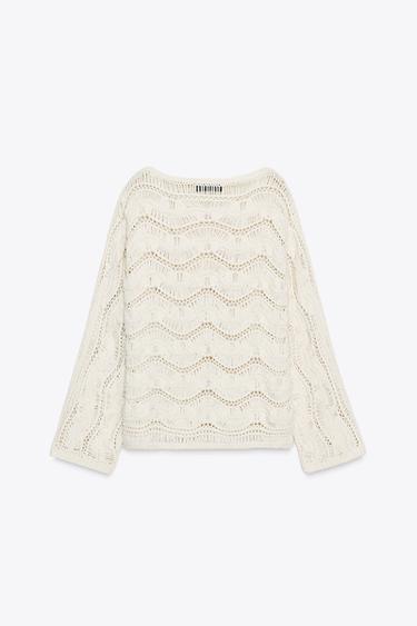 DROP STITCH KNIT SWEATER - Ecru by Zara - Image 4