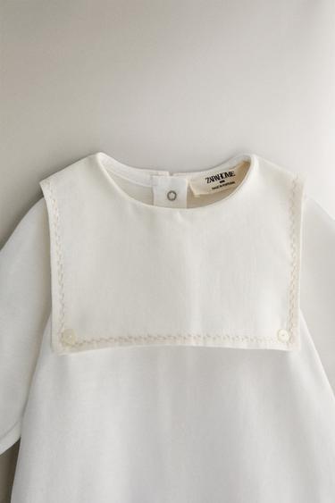 CHILDREN'S ROMPER WITH BIB COLLAR - Oyster-white by Zara - Image 1