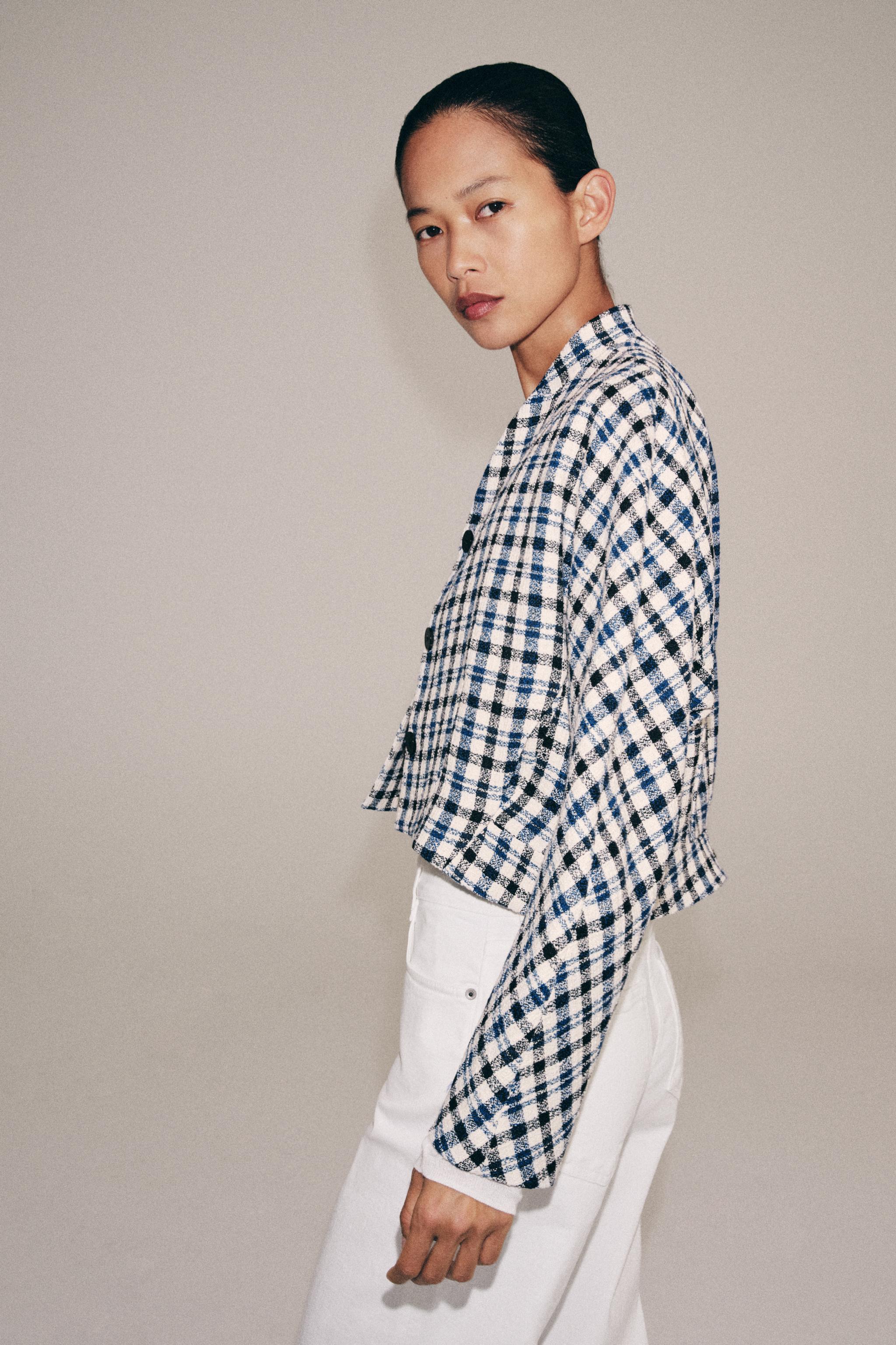 チェック柄ジャケット ZW COLLECTION - エクリュ/ブルー | ZARA Japan