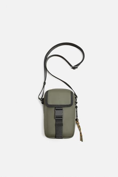 RUBBERISED CROSSBODY BAG - Khaki Green de Zara