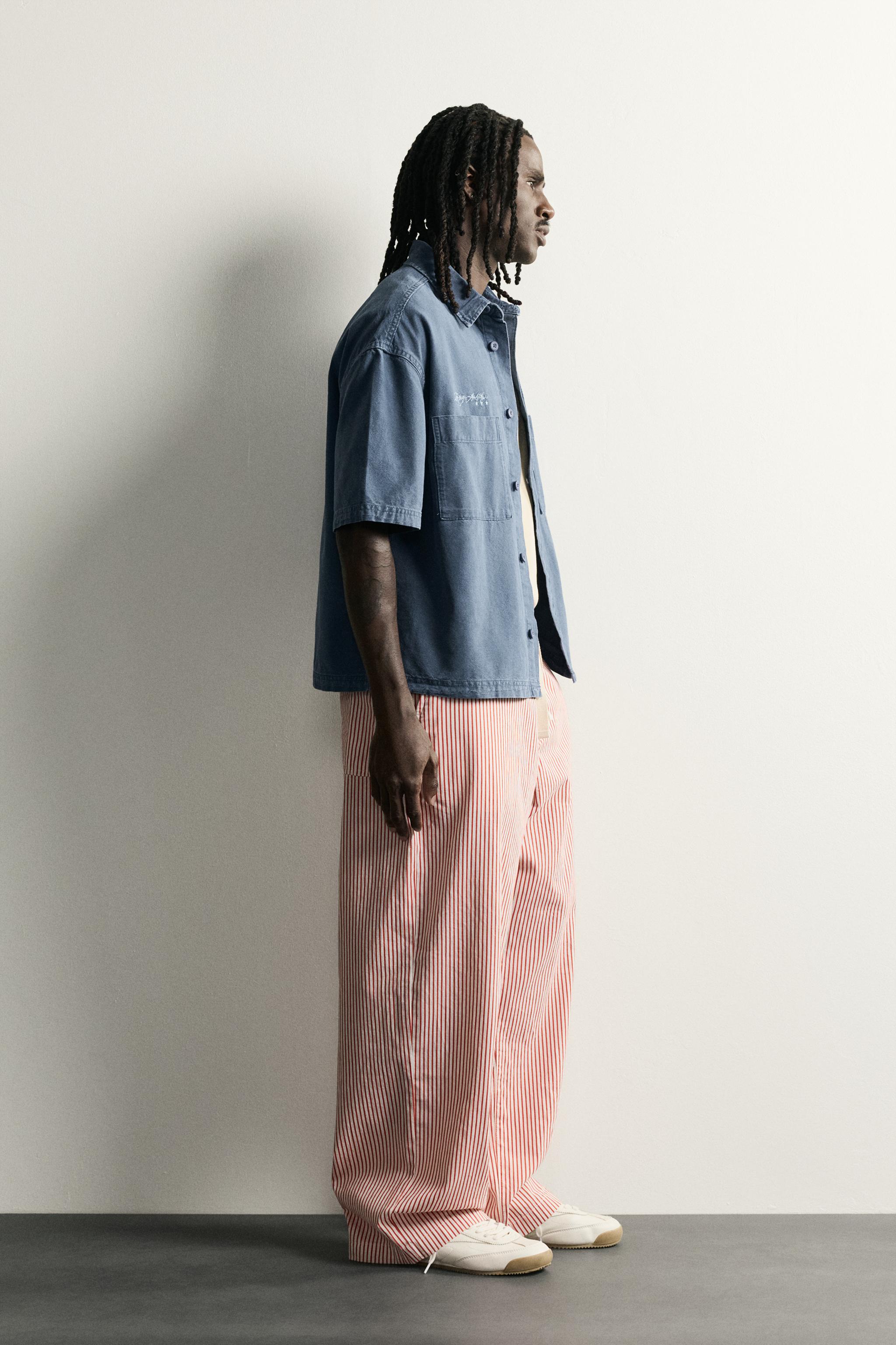 STRIPED BAGGY FIT PANTS