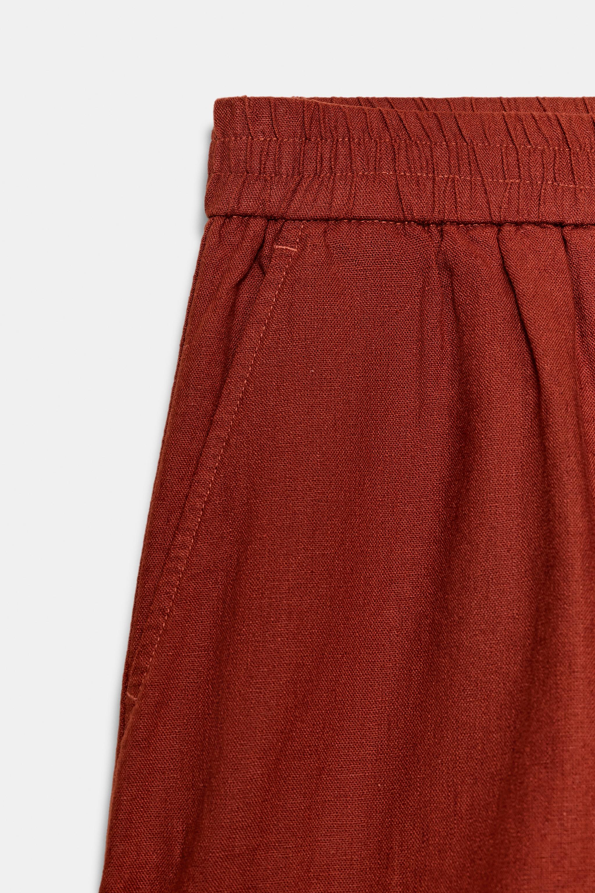 Zara Elastik Bel Keten Bermuda görsel 7