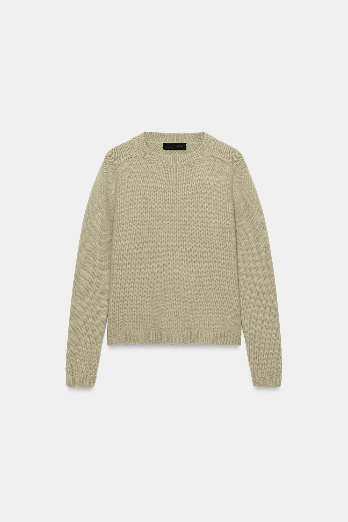 Женский свитер Zara 100% Wool Solid Jumper, цвет: Светлый зелёный — фото 5