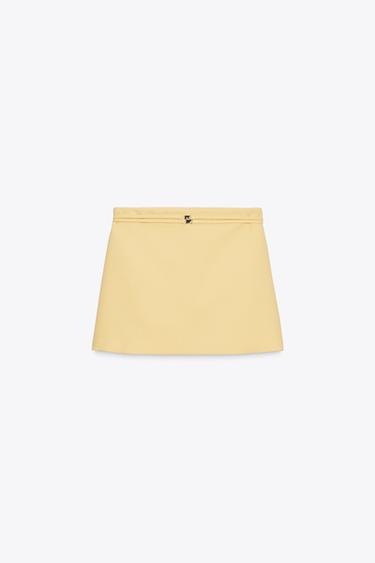 BELTED MINI SKIRT - Yellow by Zara