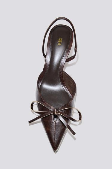 CHAUSSURES DESTALONÉES À NŒUD - Marron de Zara