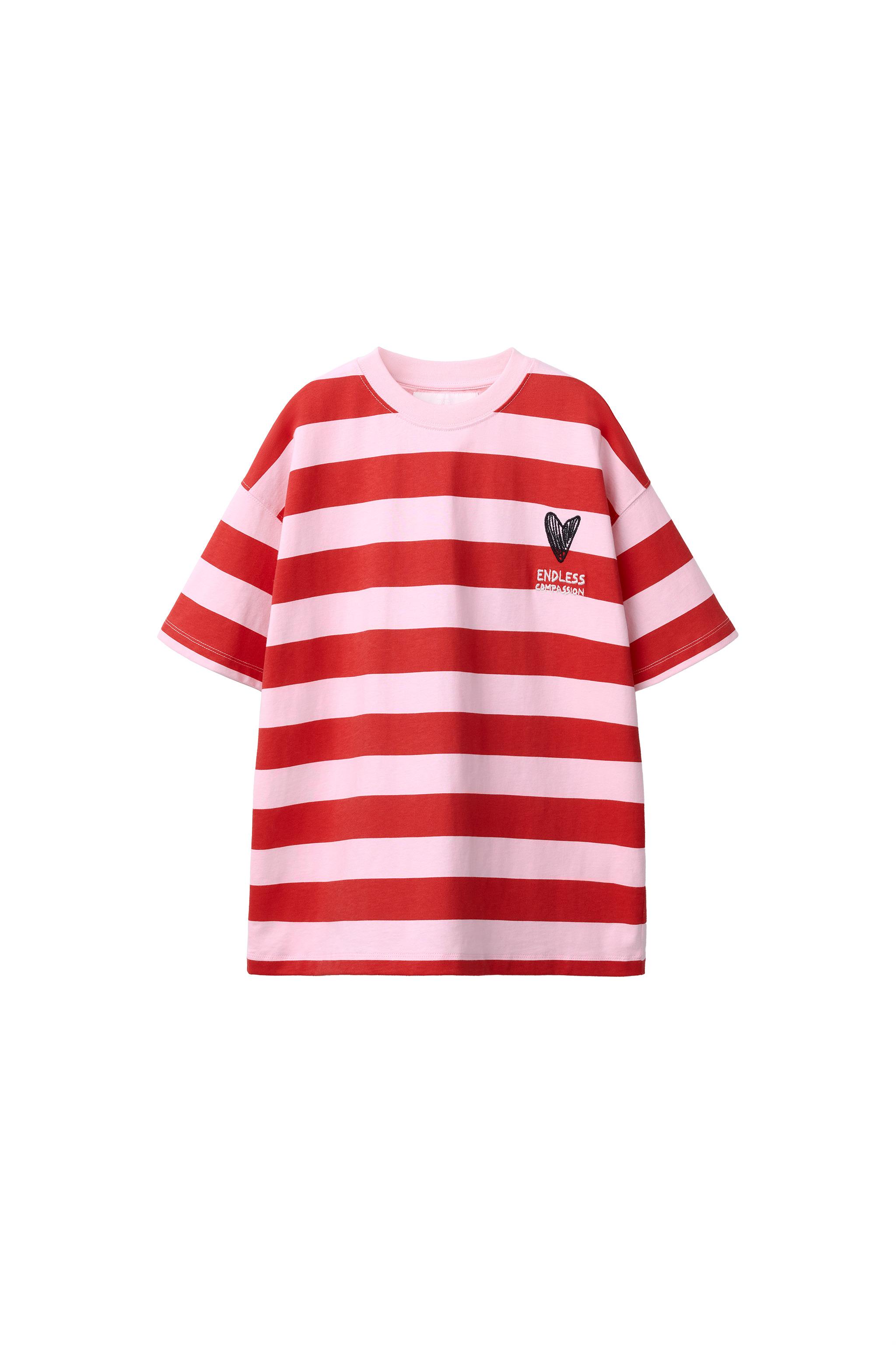 HEART STRIPED T-SHIRT - Pink / White | ZARA United States