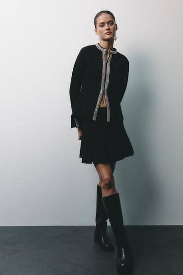 BOX PLEAT KNIT MINI SKIRT - Black by Zara - Image 0