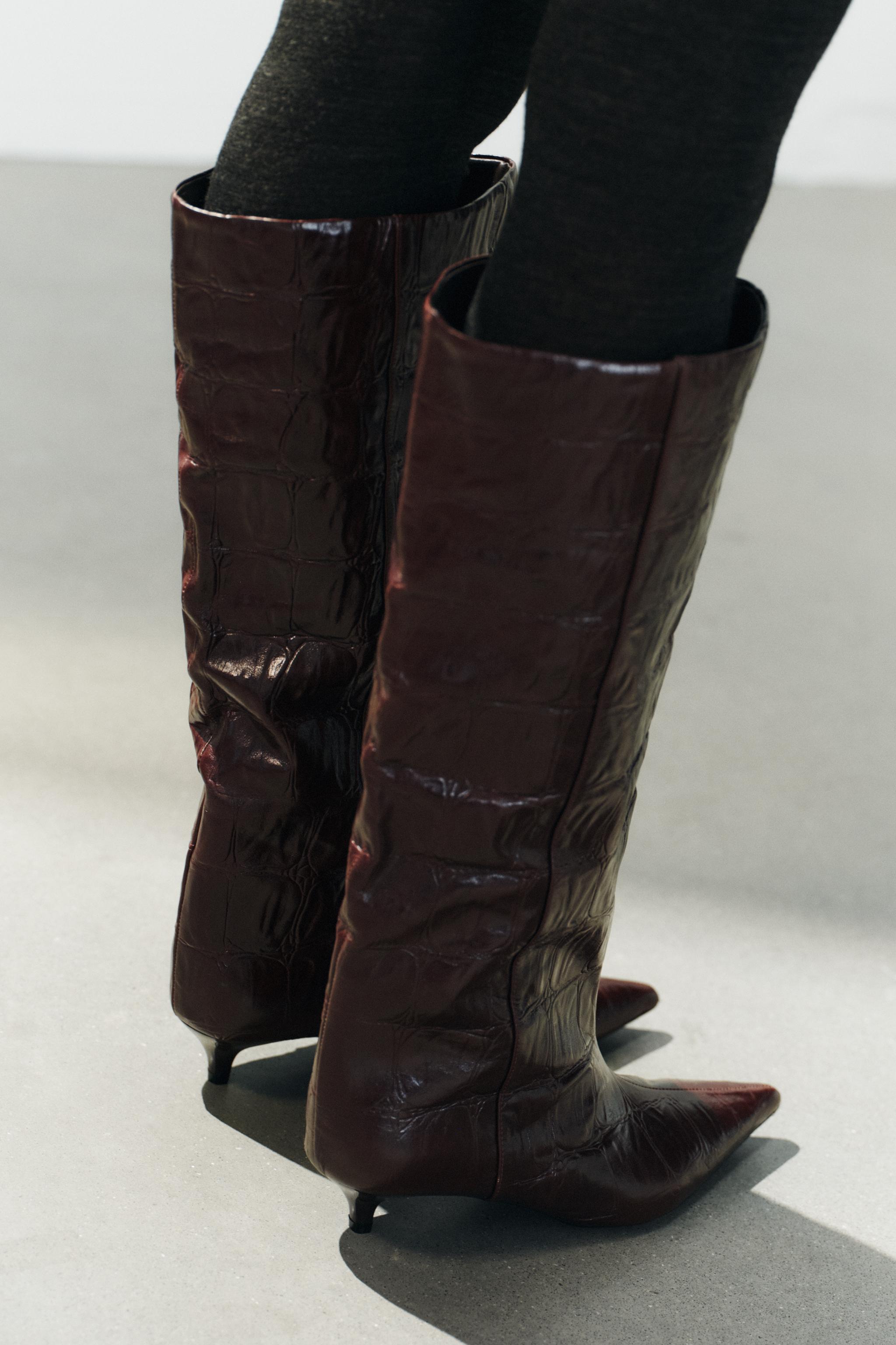 LEATHER ANIMAL PRINT BOOTS
