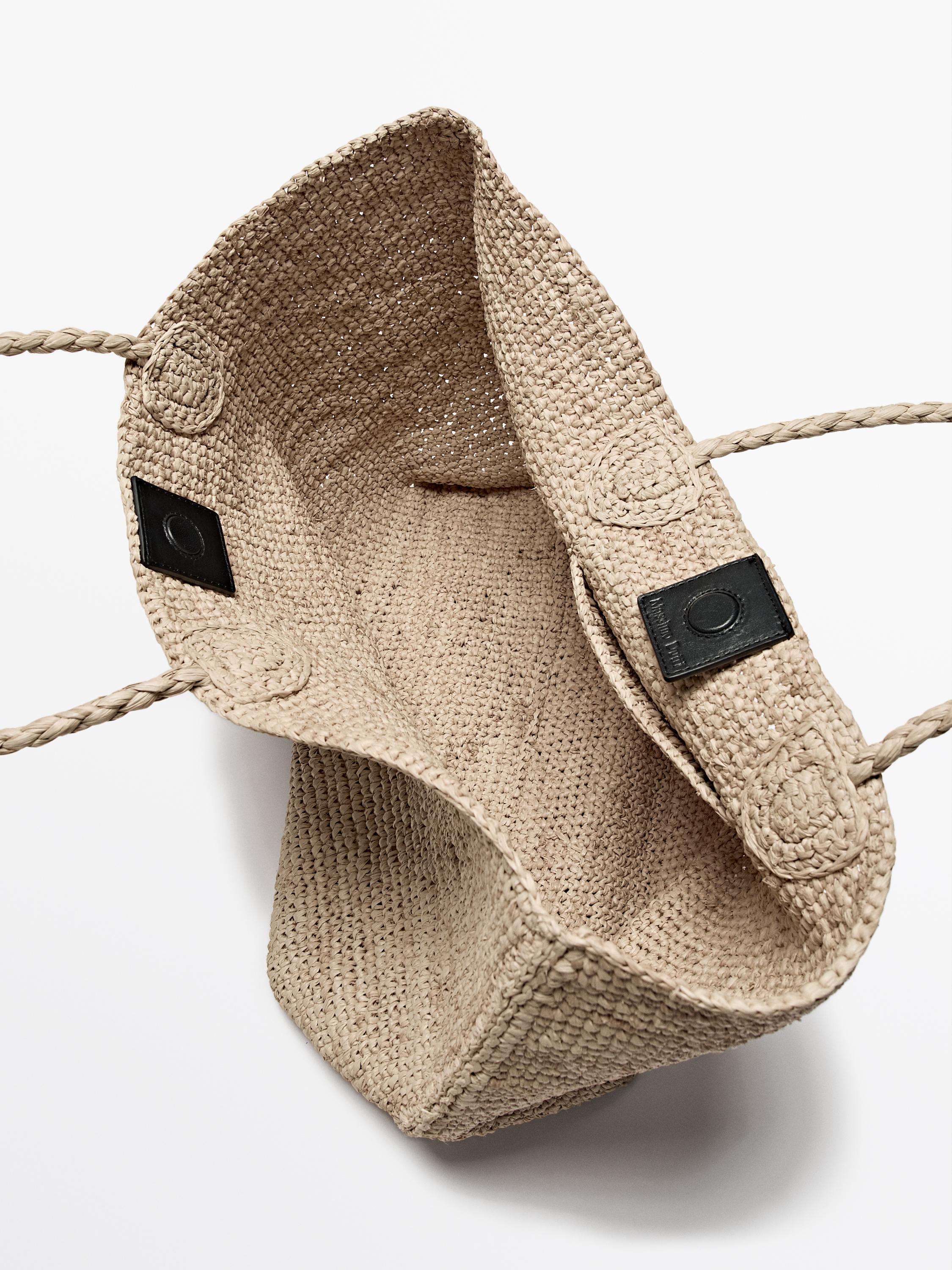 Natural raffia shopper bag