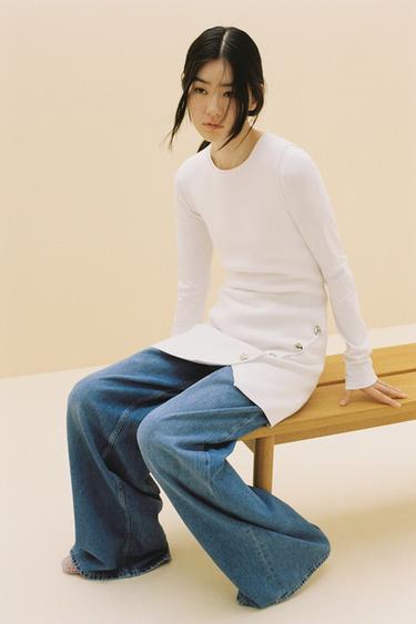 SHORT KNIT BUTTON DRESS - White by Zara - Image 0
