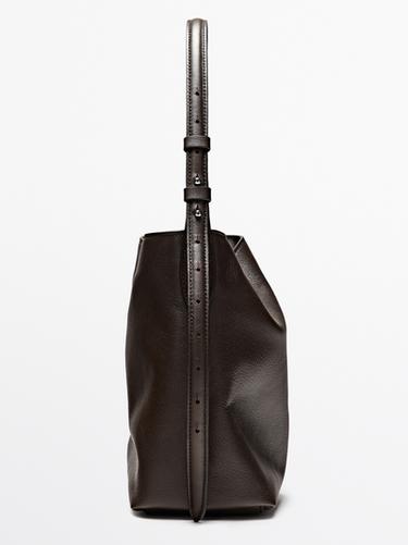 Nappa leather mini bucket bag — Brown 2