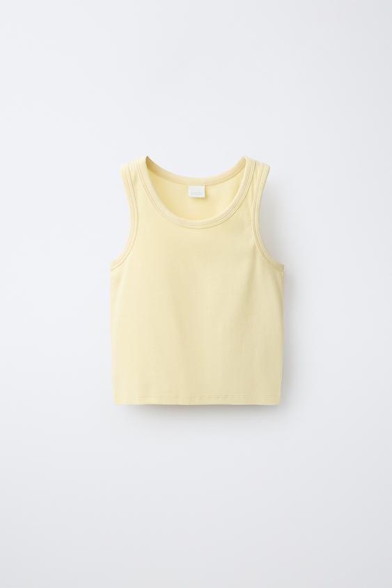 CAMISETA RIB LISA - Amarillo de Zara - Imagen 0