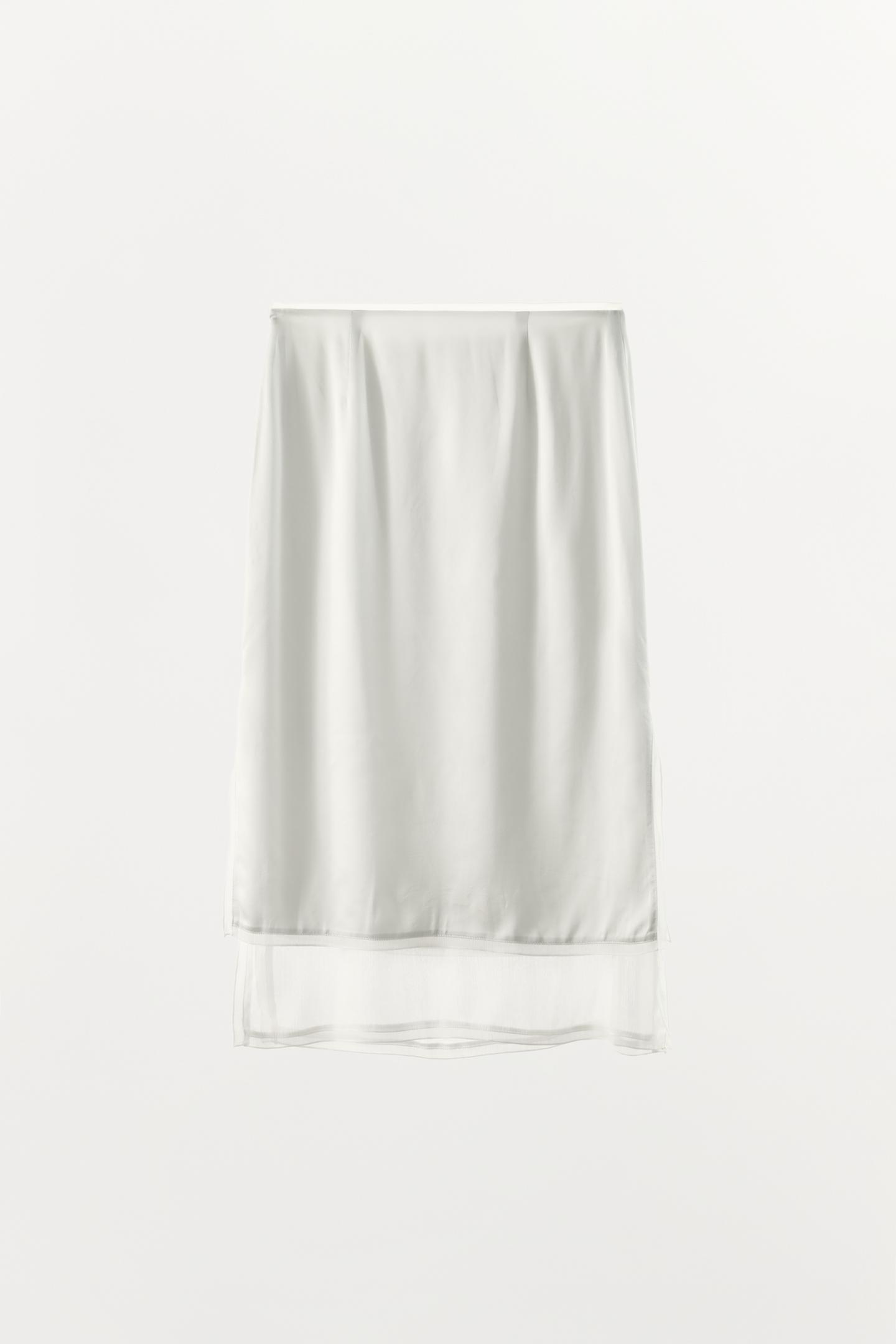 Женская юбка Zara Combined Satin MIDI, цвет: Пастельный синий — фото 7