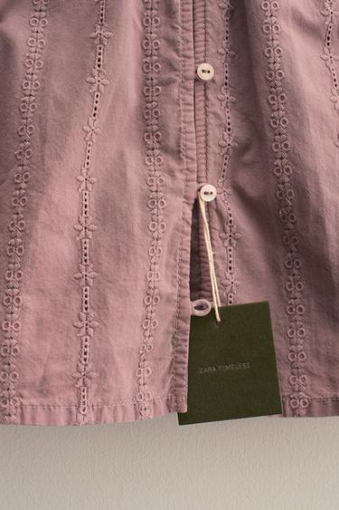 ZARA TIMELESS - SWISS EMBROIDERY BLOUSE - Dusty mauve by Zara - Image 3