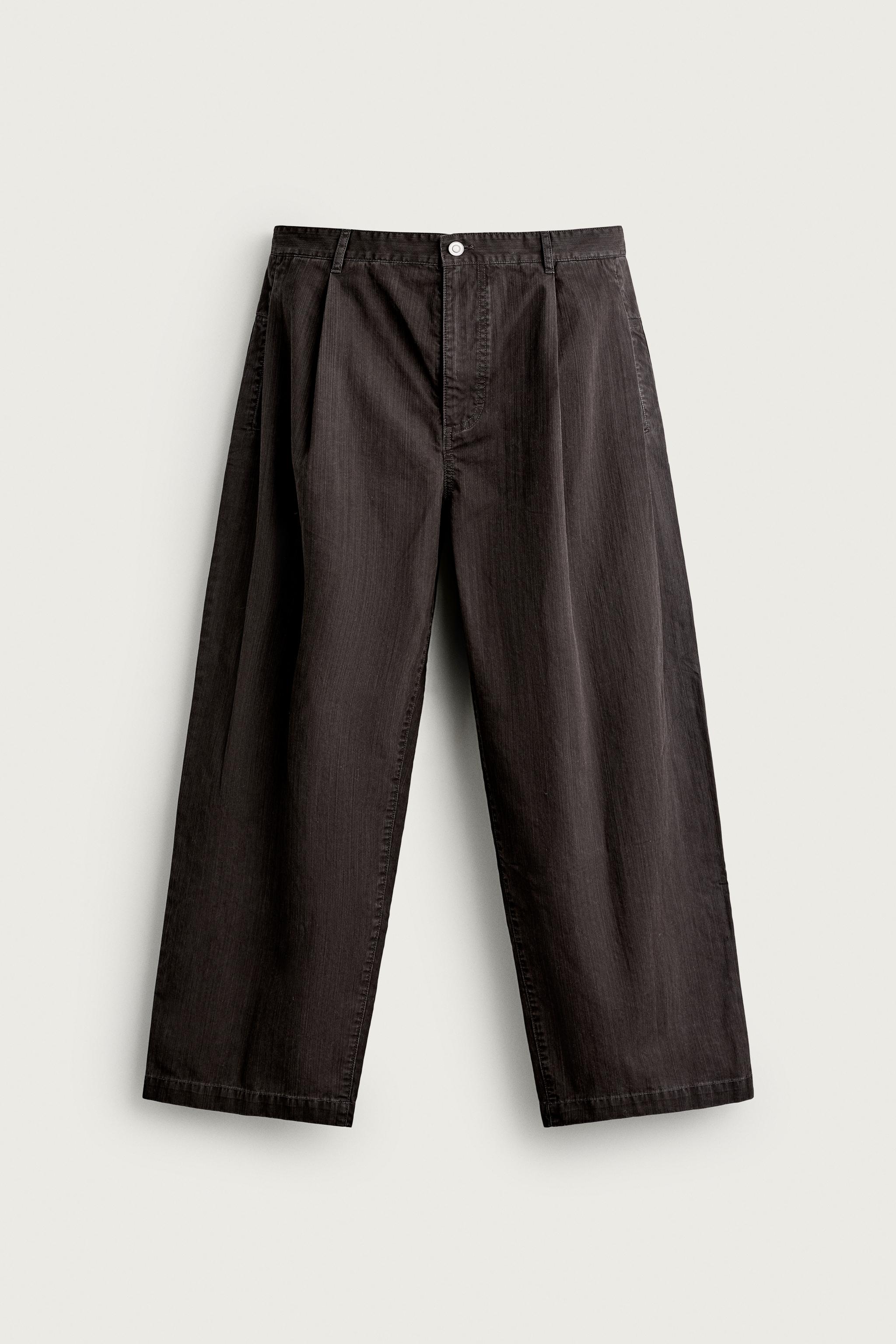 リラックスフィットプリーツパンツ - ブラウン | ZARA Japan / 日本