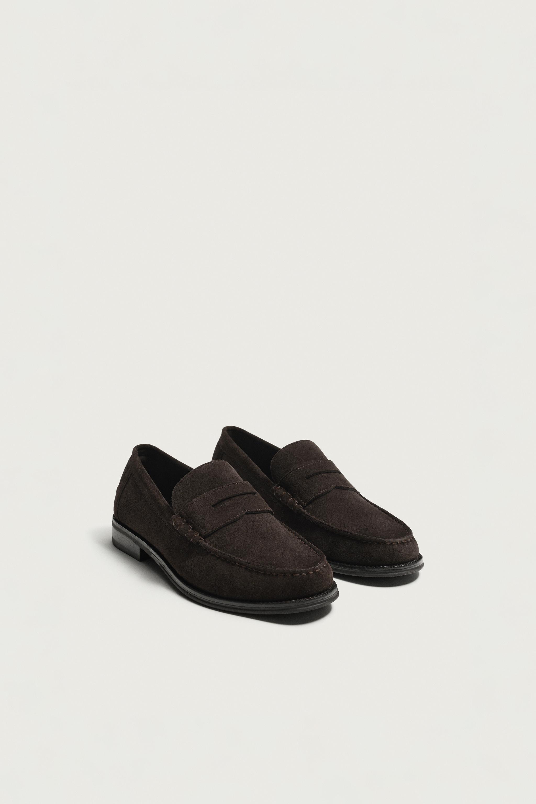LEATHER PENNY LOAFERS — Brown