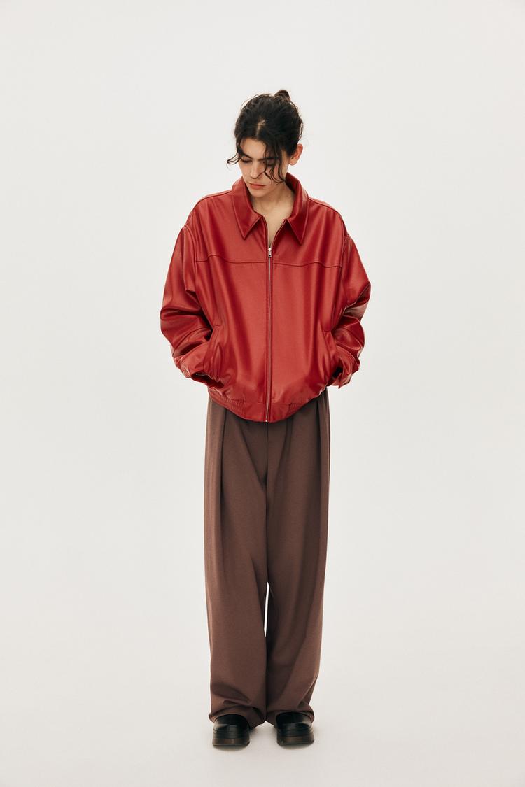 Bomberjacke Zara Jacke Aus Kunstleder Bomberjacke Kunstleder Jacke