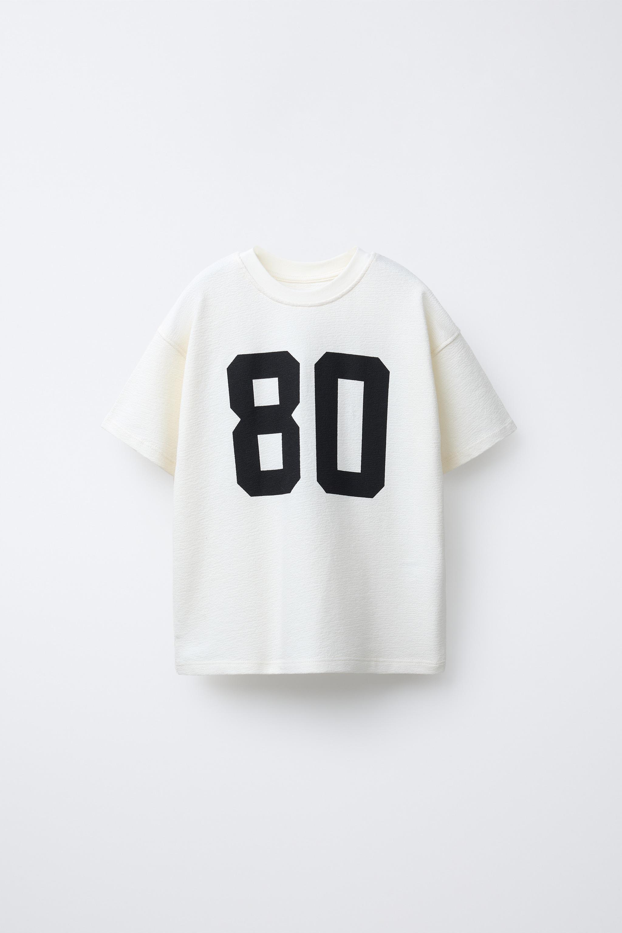 PRINTED NUMBER AND TEXT T-SHIRT - Ecru | ZARA United States
