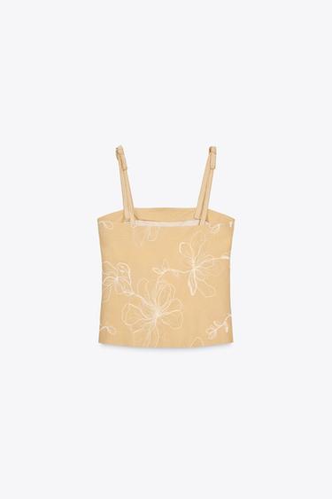 TOP BRODÉS ZW COLLECTION - Marron clair de Zara - Image 6
