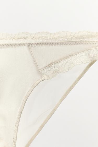 SILK BLEND LACE BRIEFS - Ecru by Zara - Image 4