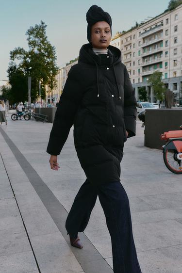 ВЕТРОЗАЩИТНЫЙ АНОРАК СРЕДНЕЙ ДЛИНЫ ИЗ ПРОРЕЗИНЕННОЙ ТКАНИ — ЧЕРНЫЙ от Zara