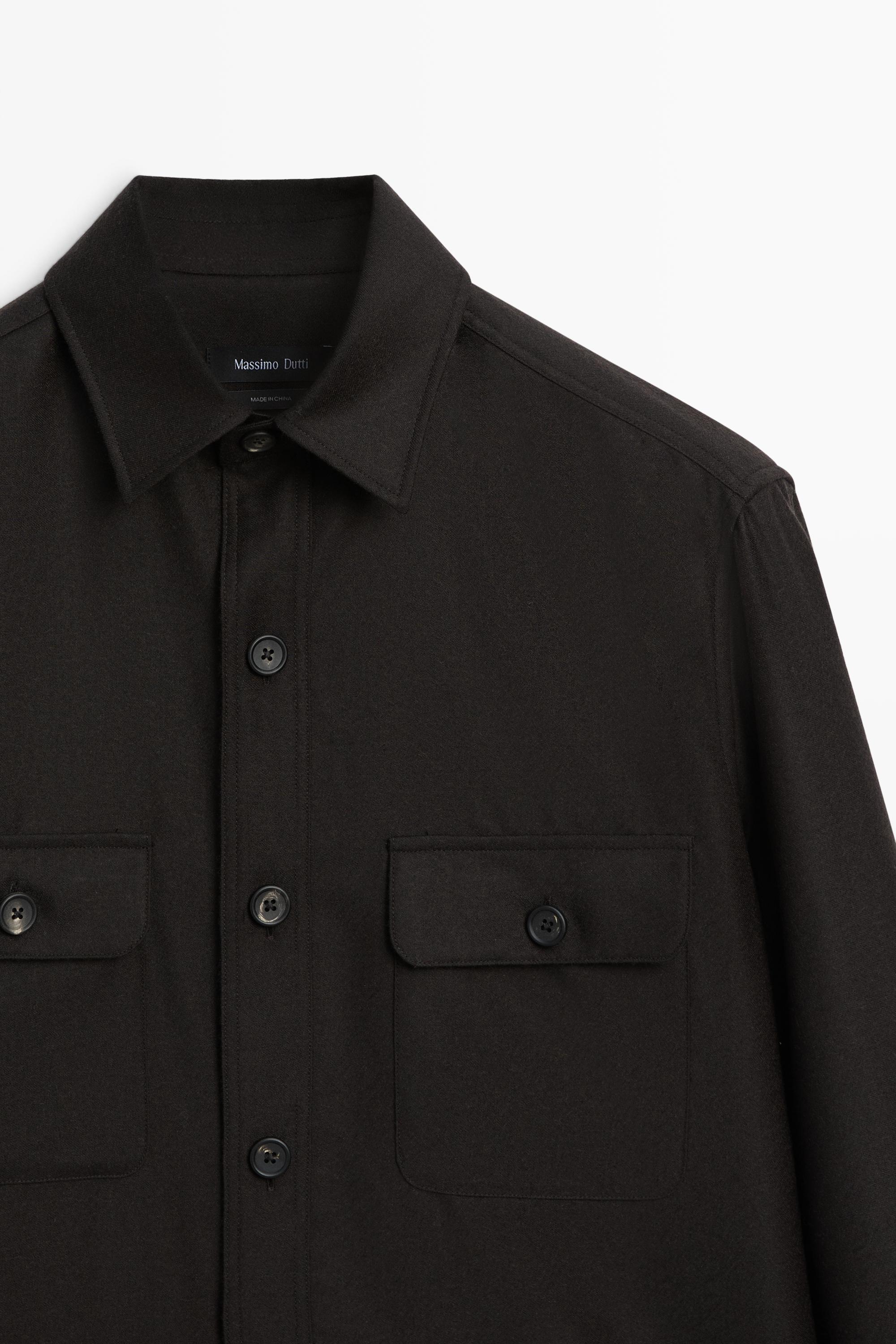 100% wool overshirt with pockets