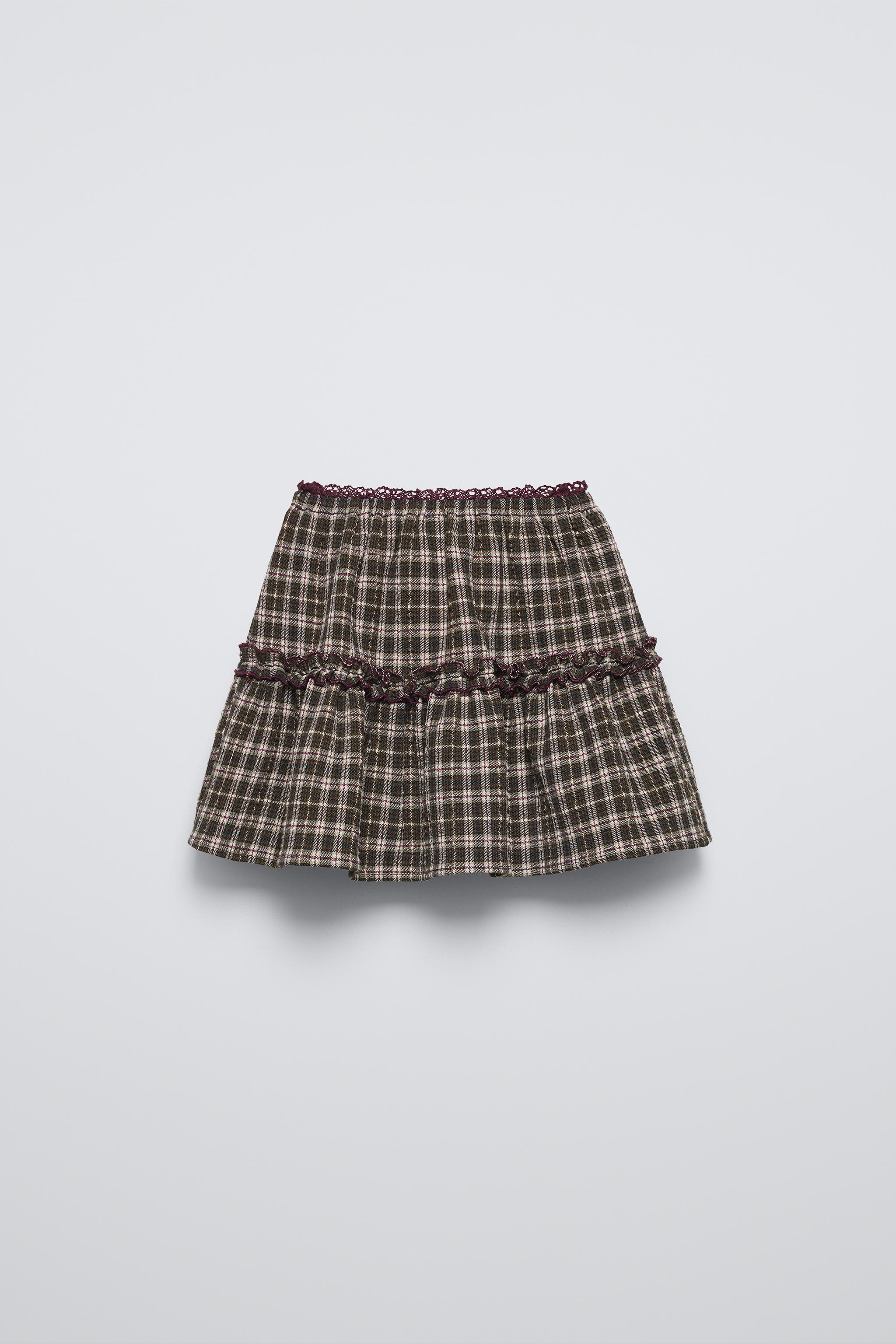 Purple plaid skirt zara best sale