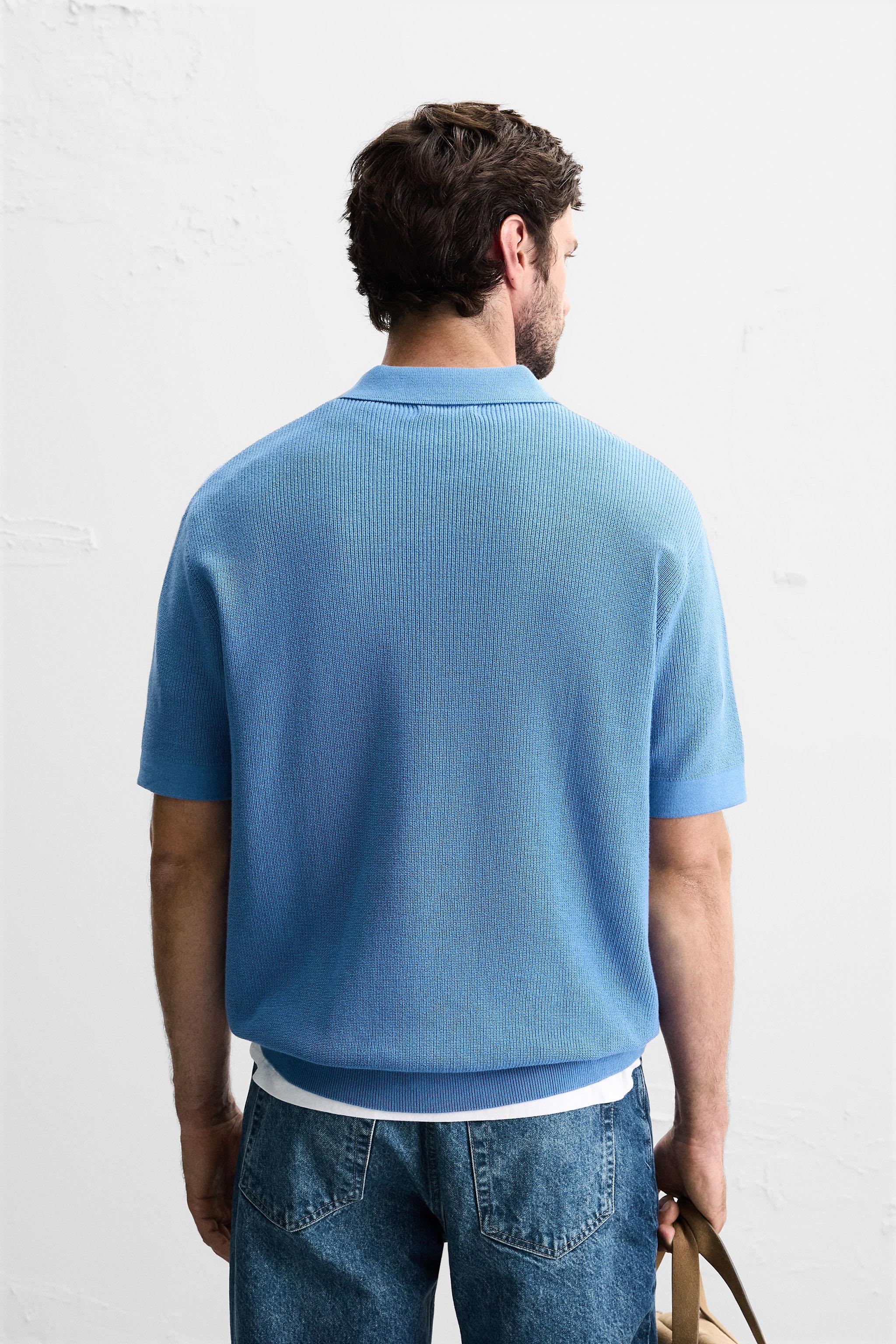 PURL KNIT ZIPPER POLO SHIRT