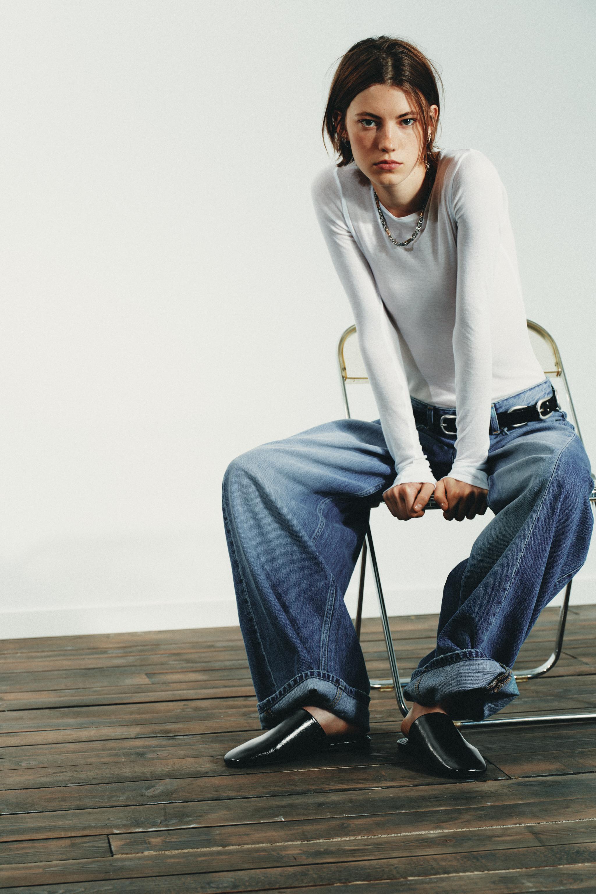 レザー スリングバックシューズ - ブラック | ZARA Japan / 日本