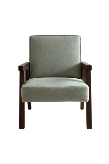 Zara ZARA HOME BY BLASCO LINEN UPHOLSTERED WALNUT ACCENT CHAIR - Light green