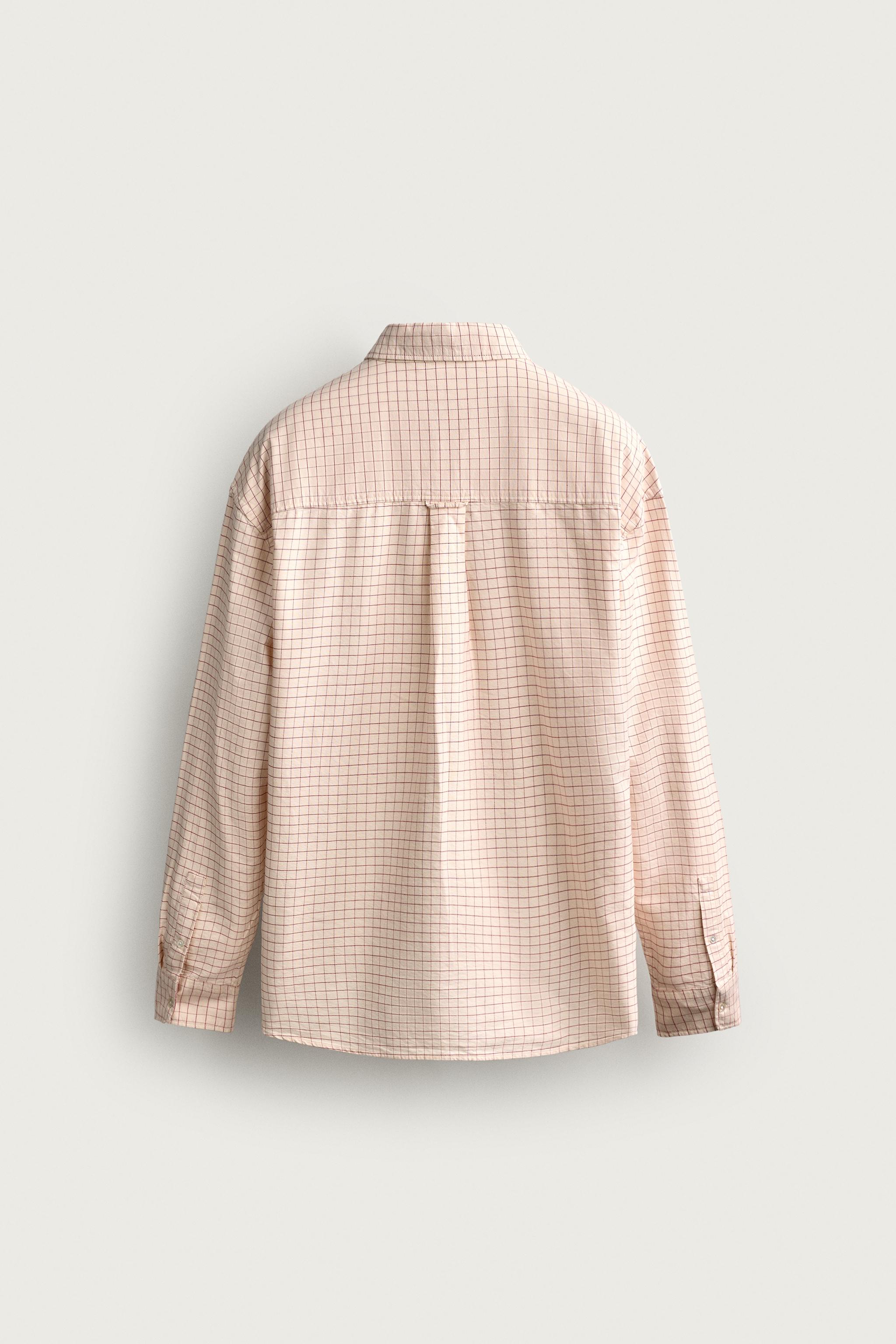 RELAXED FIT OXFORD SHIRT — Ecru / Red