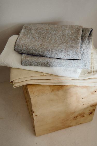 FLORAL JACQUARD BLANKET - Grey / Blue by Zara - Image 4
