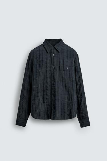 CHEMISE EN JACQUARD À RAYURES - bleu/noir de Zara