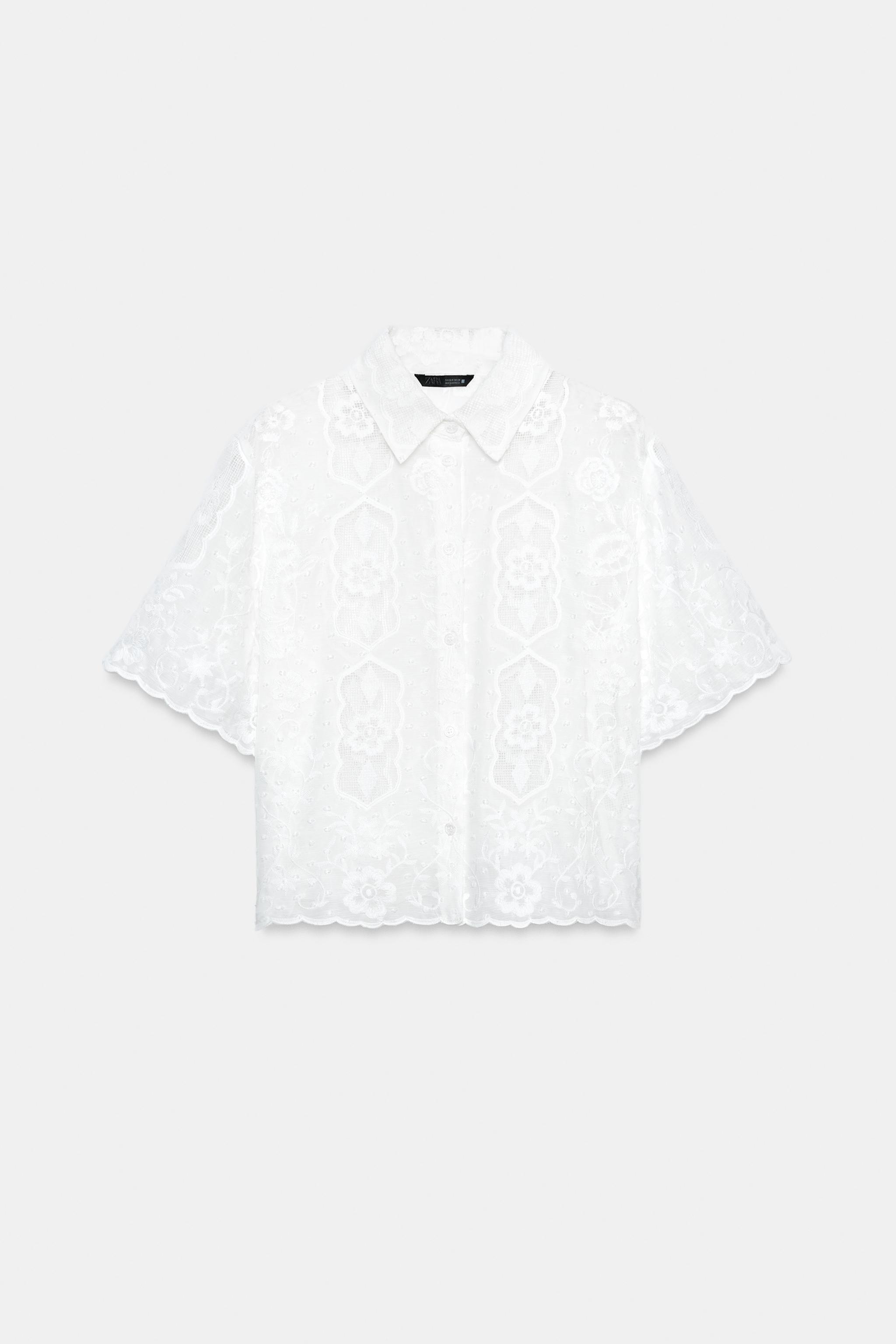 刺繍ショートスリーブシャツ - ホワイト | ZARA Japan / 日本