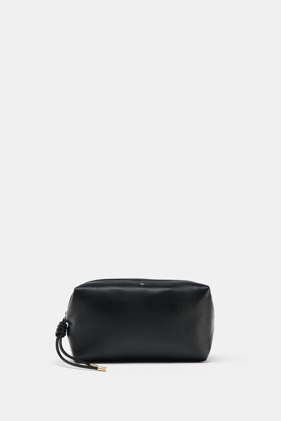 Мужской несессер Zara Leather Toiletry Bag, цвет: Чёрный