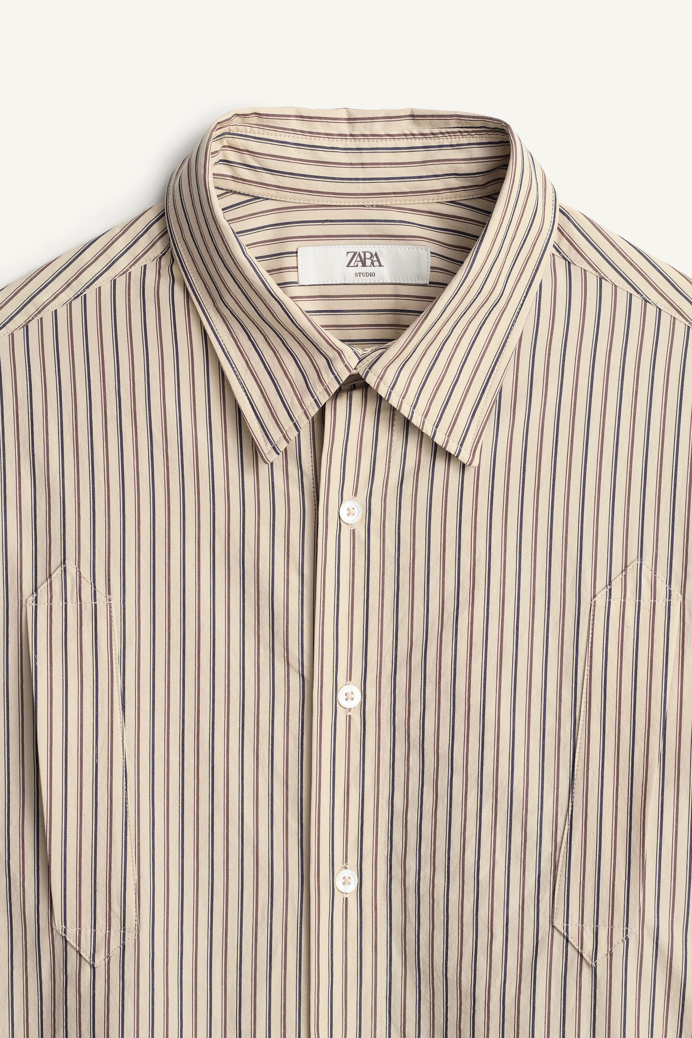 RELAXED-FIT COMBINED STRIPE SHIRT