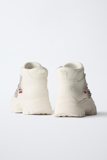 HIGH-TOP SNEAKERS WITH CHUNKY SOLE AND CHARMS - Beige by Zara - Image 5