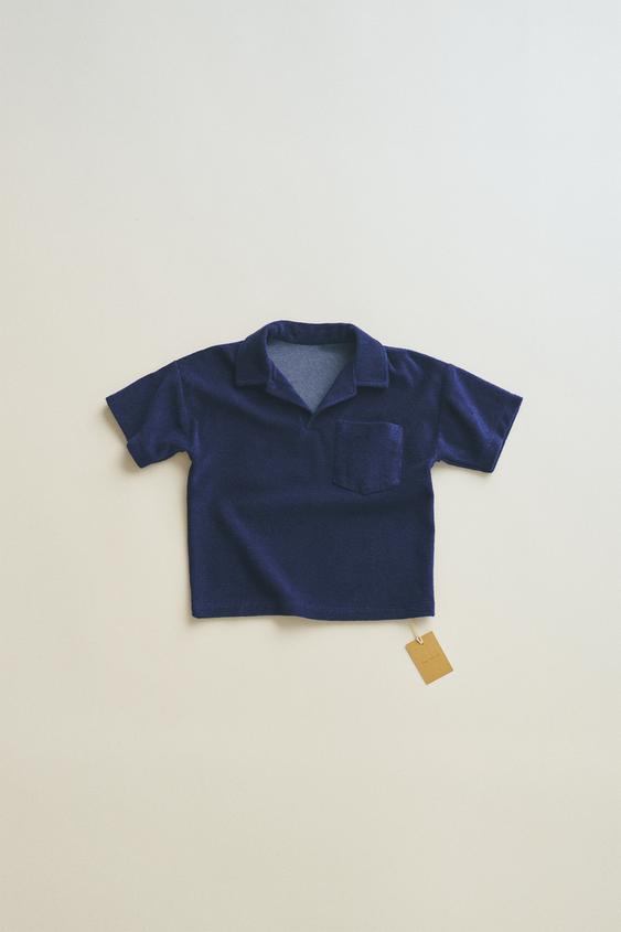 ZARA TIMELESZ - TERRY POLO SHIRT - Blue | ZARA Turkey