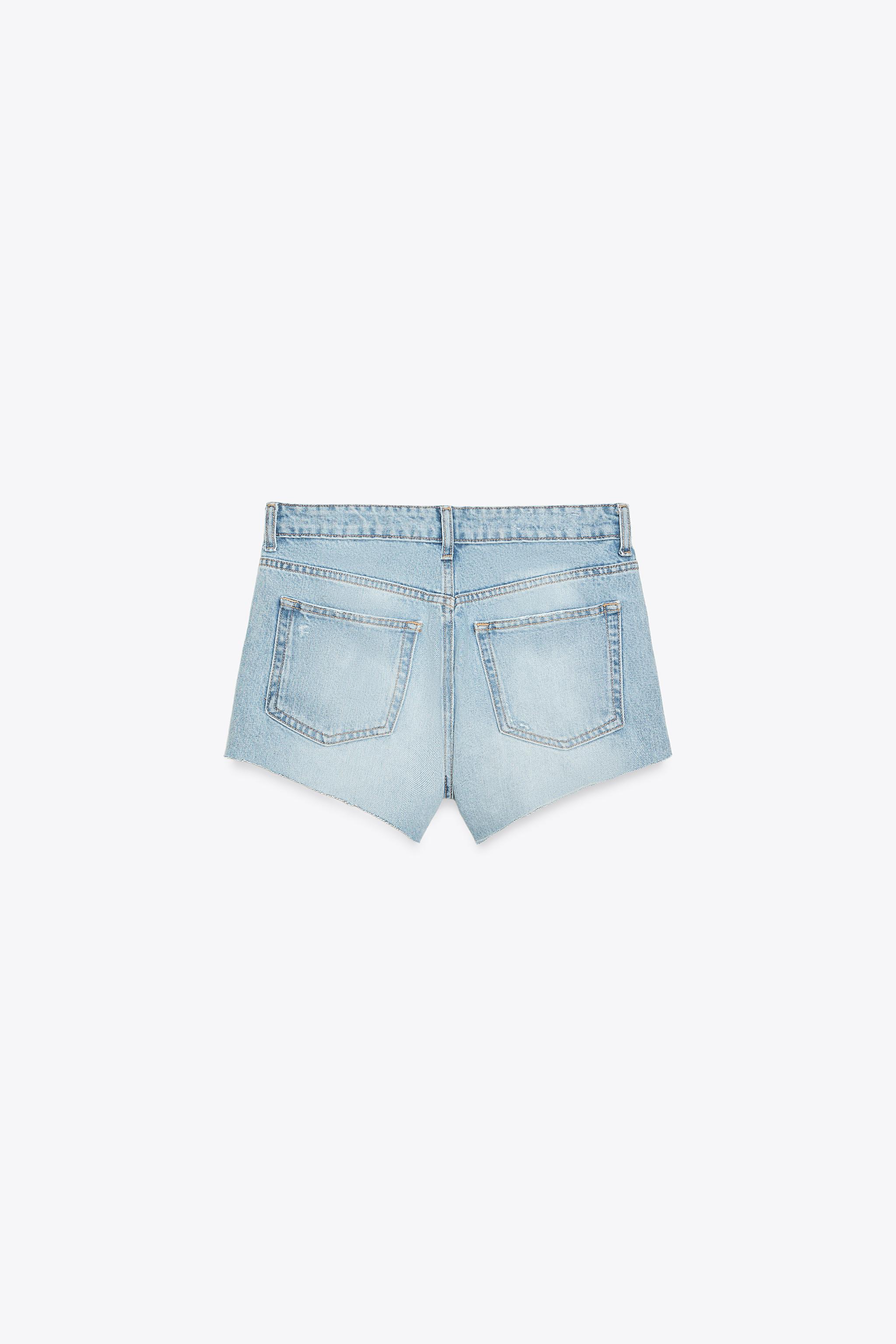 SHORT MINI EN DENIM TRF TAILLE MOYENNE DÉCHIRÉ