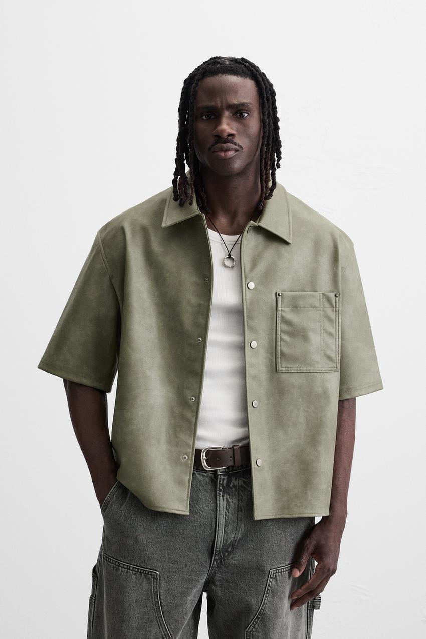 FAUX LEATHER OVERSHIRT