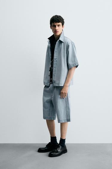 SHORT SLEEVE DENIM SHIRT - Sky blue by Zara - Image 3