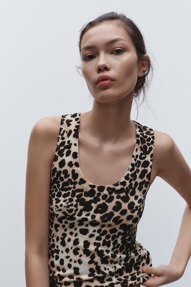TOP BASIQUE EN MAILLE UNIE - Leopard de Zara