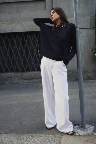 DOUBLE-EFFECT KNIT JUMPER - Navy blue by Zara