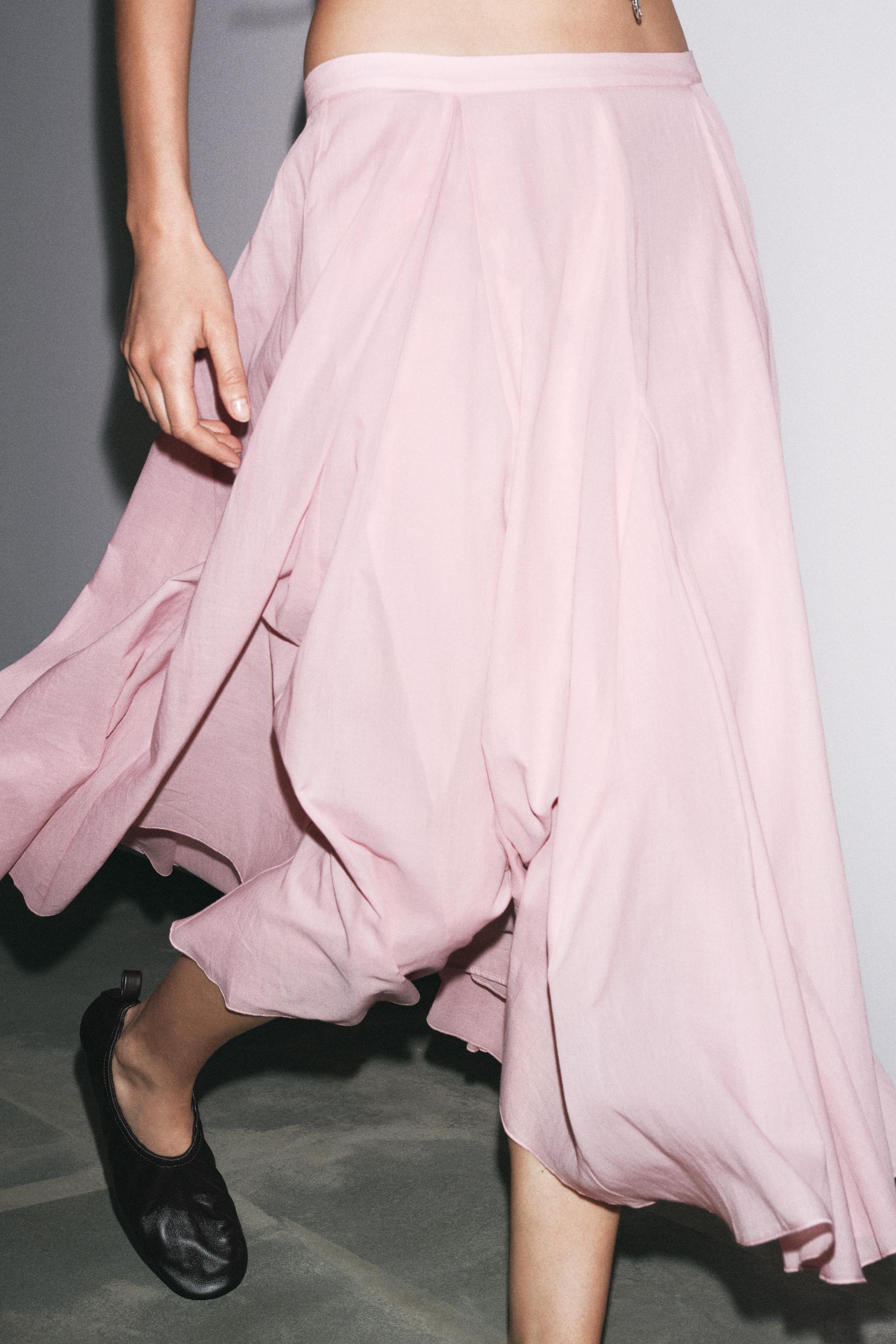 スカート PINK COTTON SKIRT ZW COLLECTION FLared COTTON SKIRT - Pink | ZARA Canada