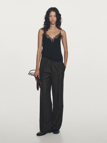 Pantalón pinza raya diplomática - Gris de Zara
